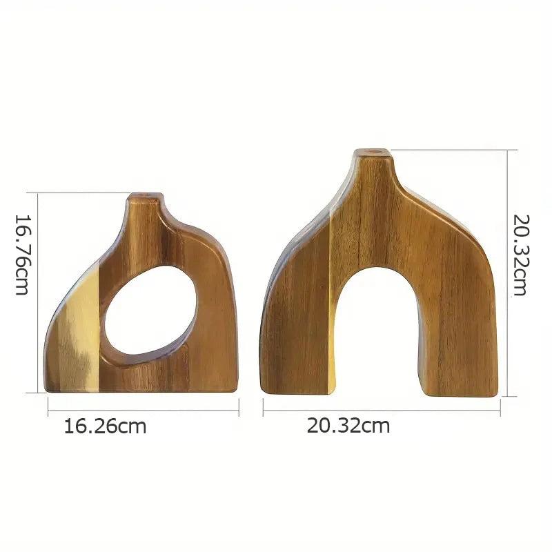 Conjunto Vaso de Madeira Decorativo - 2pcs
