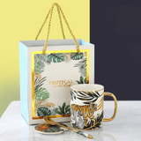 Conjunto Caneca de Porcelana de Luxo com Design Animal