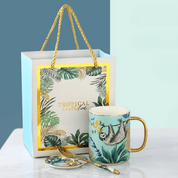 Conjunto Caneca de Porcelana de Luxo com Design Animal