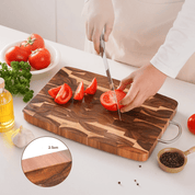 Tábua de Corte de Acácia Luxuosa com Alça de Aço Inox