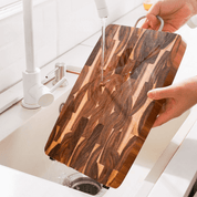 Tábua de Corte de Acácia Luxuosa com Alça de Aço Inox