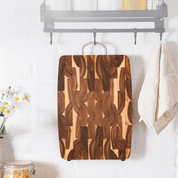 Tábua de Corte de Acácia Luxuosa com Alça de Aço Inox