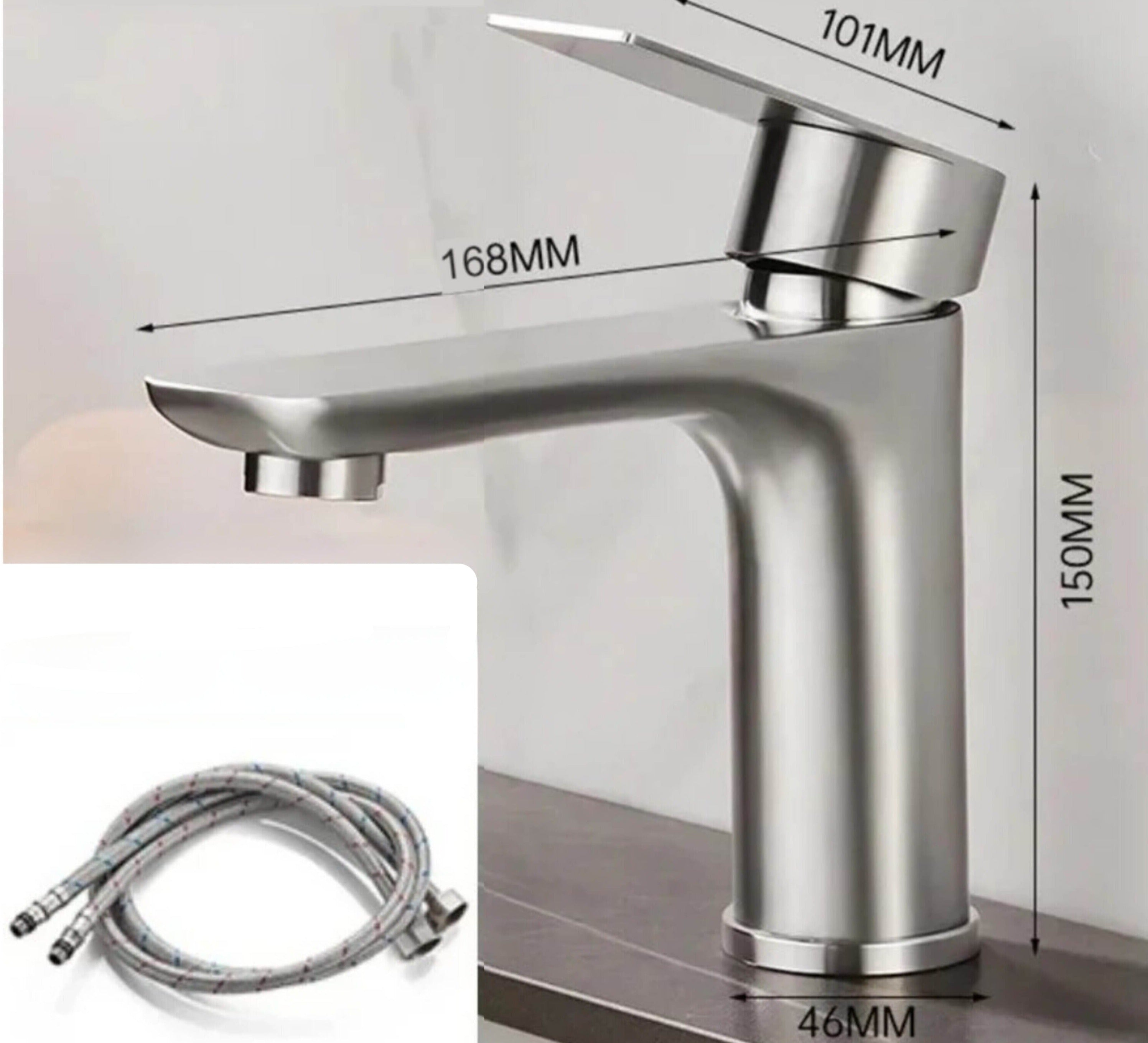 Torneira para Banheiro Quente e Frio em Inox