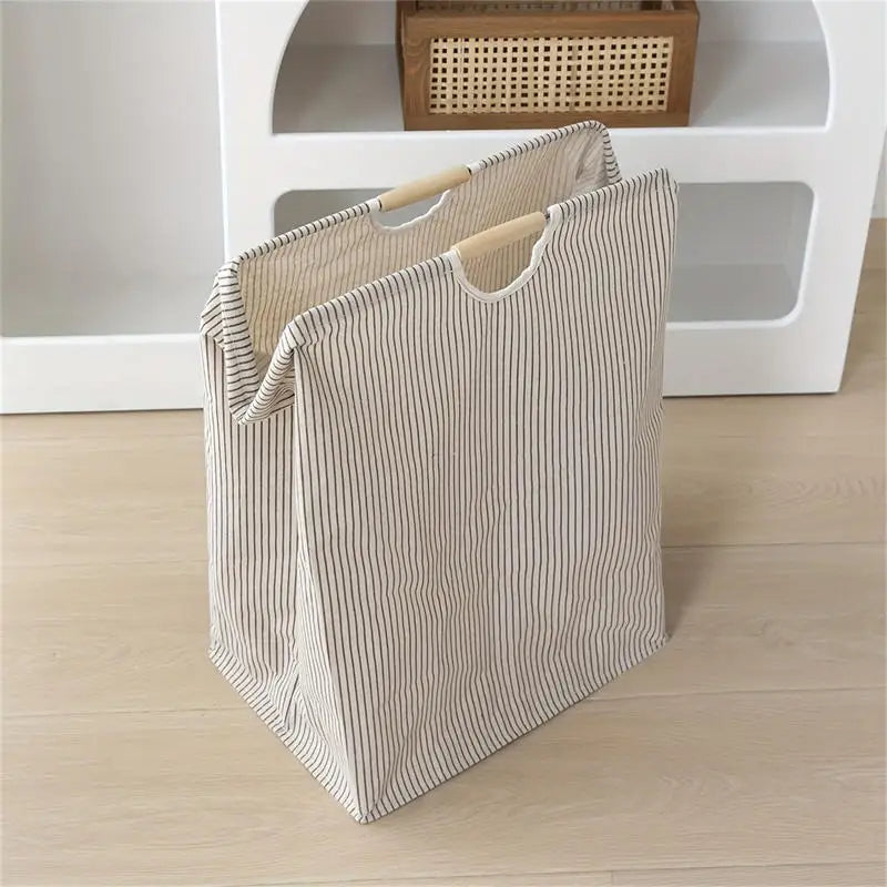 Cesto de Roupa Suja Luxo com Alças de Bambu