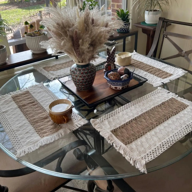 Conjunto Descanso para Prato de Linho Feito a Mão 4 ou 6pcs