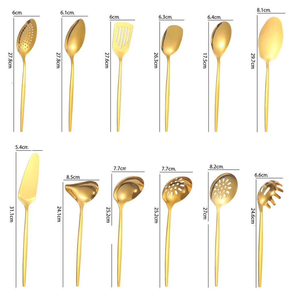 Conjunto de Utensílios de Luxo em Aço Inox - 2, 7 ou 12 Peças