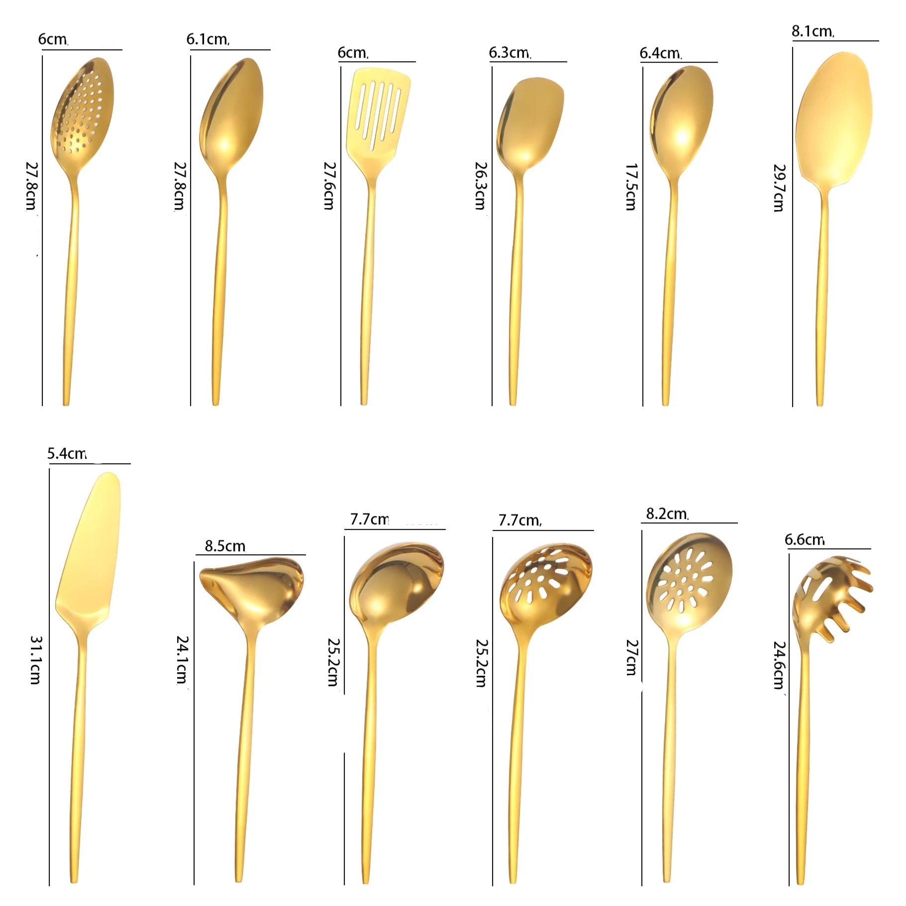 Conjunto de Utensílios de Luxo em Aço Inox - 2, 7 ou 12 Peças