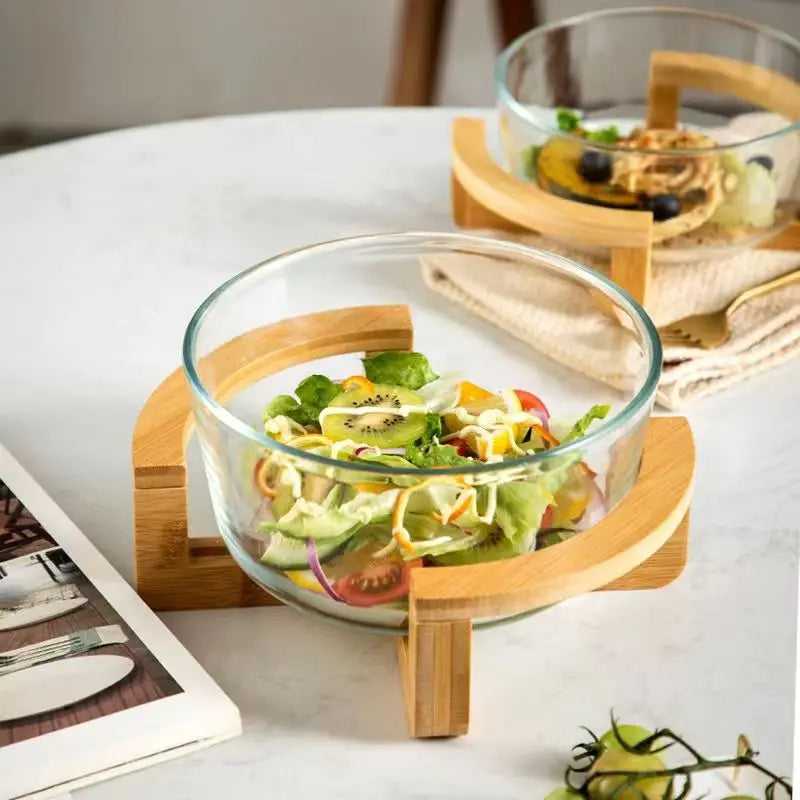 Saladeira com Base em Madeira