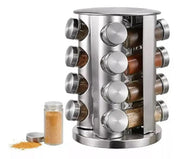 Porta Condimentos 16 Potes em Inox - Suporte Giratório
