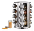 Porta Condimentos 16 Potes em Inox - Suporte Giratório