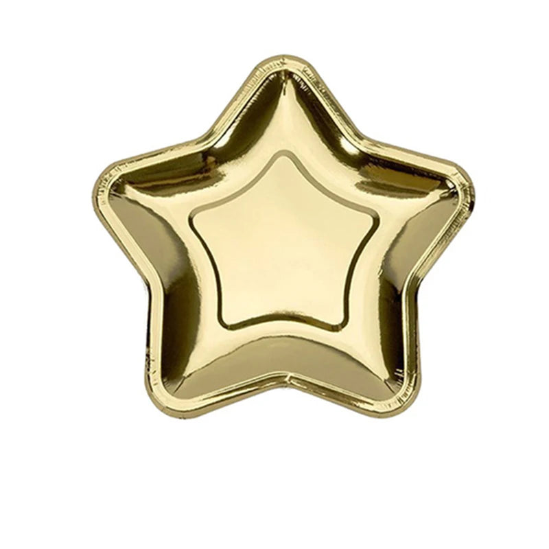 Conjunto de Pratos Estrela Luxo Dourado e Prateado - 10 pçs