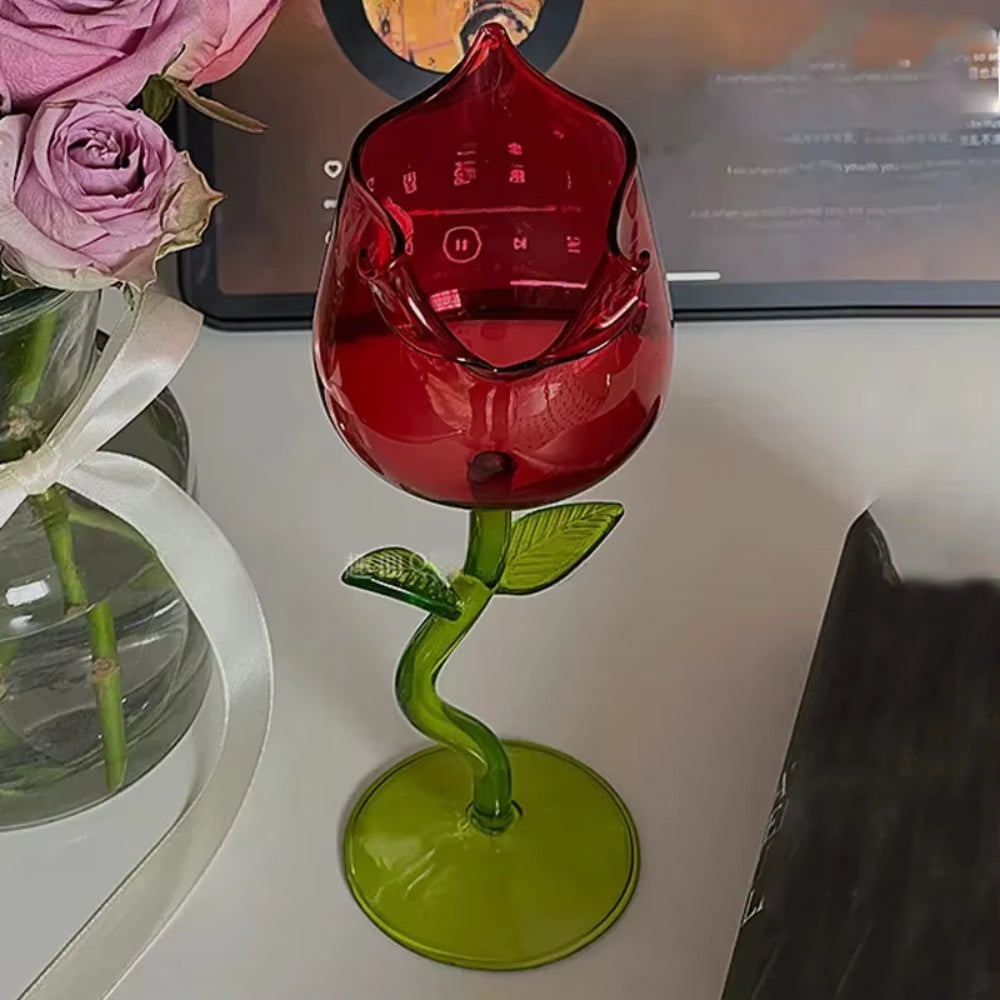 Taça de Vidro Rosa Luxuoso para Cocktail e Vinho