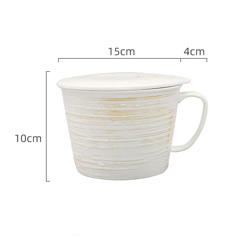 Tigela de Cerâmica para Macarrão Instantâneo com Tampa 6 Polegadas