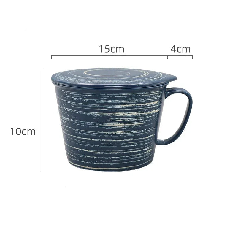 Tigela de Cerâmica para Macarrão Instantâneo com Tampa 6 Polegadas