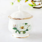 Açucareiro de Porcelana Europeia com Tampa Decorativa