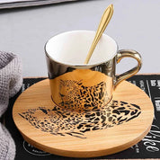 Kit Caneca Animais Pintado Cerâmica e Madeira - 3pcs