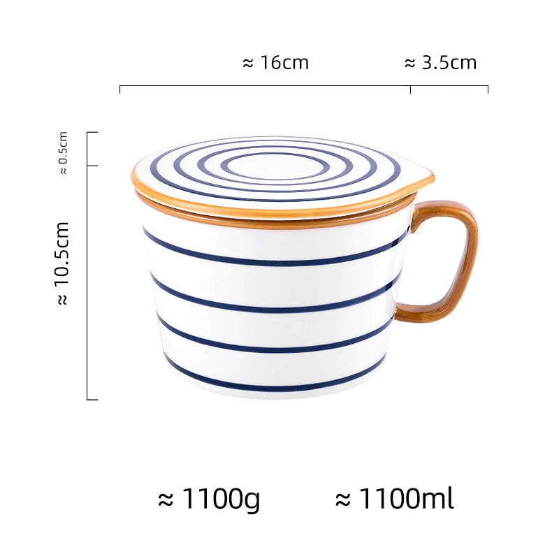Tigela de Porcelana com Alça e Tampa - 1100ml
