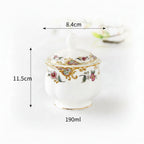 Açucareiro de Porcelana Europeia com Tampa Decorativa
