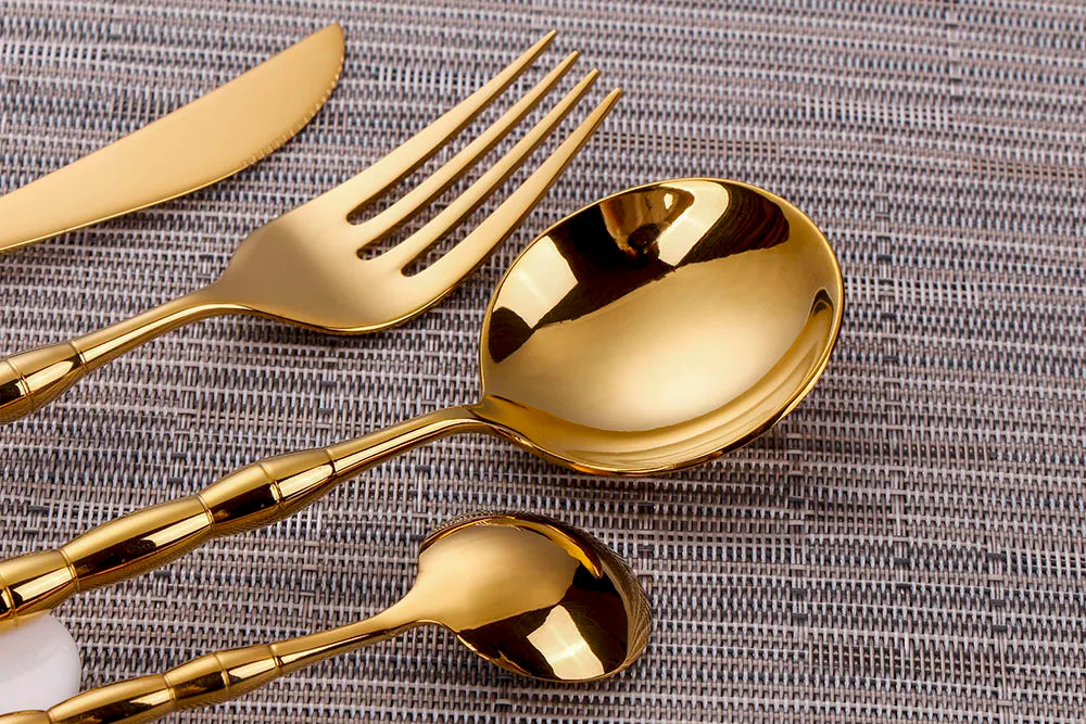 Conjunto Talheres Gold - 8 ou 12pcs