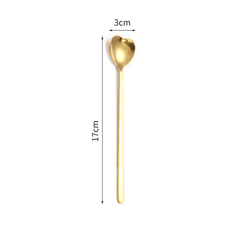 Colher de Aço Inoxidável Coração - 3 Tamanhos