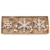 Pingentes de Madeira Vintage Floco de Neve - Decoração de Natal Luxuosa