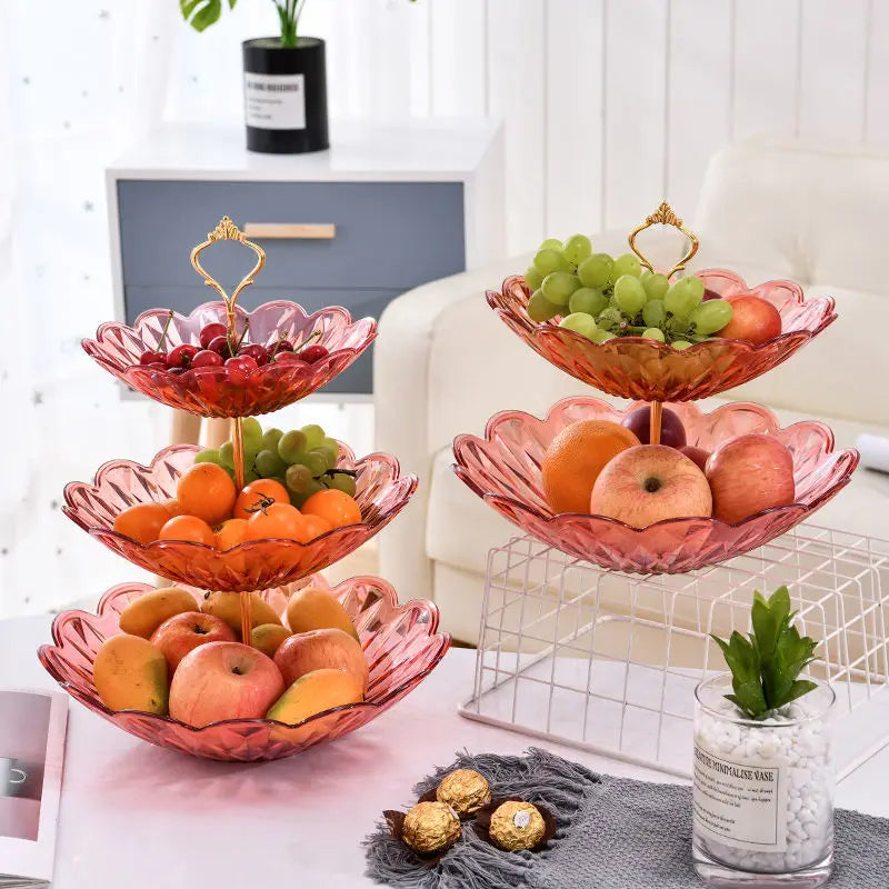 Fruteira Decorativa Dourada com 3 Cestas