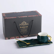 Copo de cerâmica conjunto de pratos nordic verde água ware xícara de café retangular bandeja pequena colher caixa de presente barra casa decoração xícara de chá