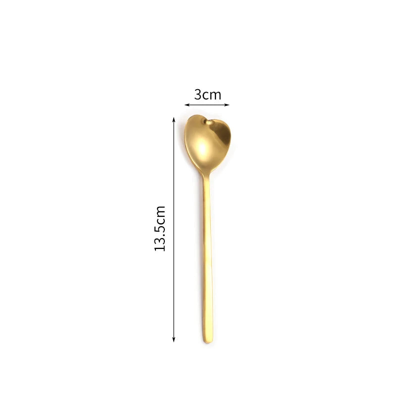 Colher de Aço Inoxidável Coração - 3 Tamanhos