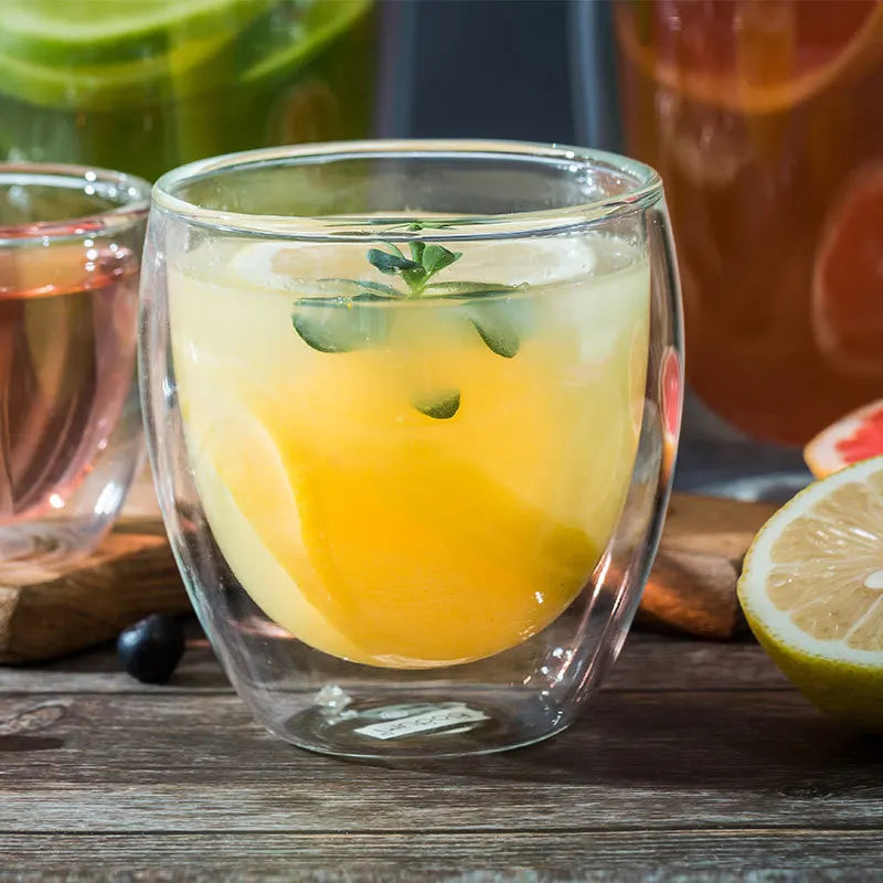 Conjunto Copos de Vidro Parede Dupla 2 e 4 Pcs