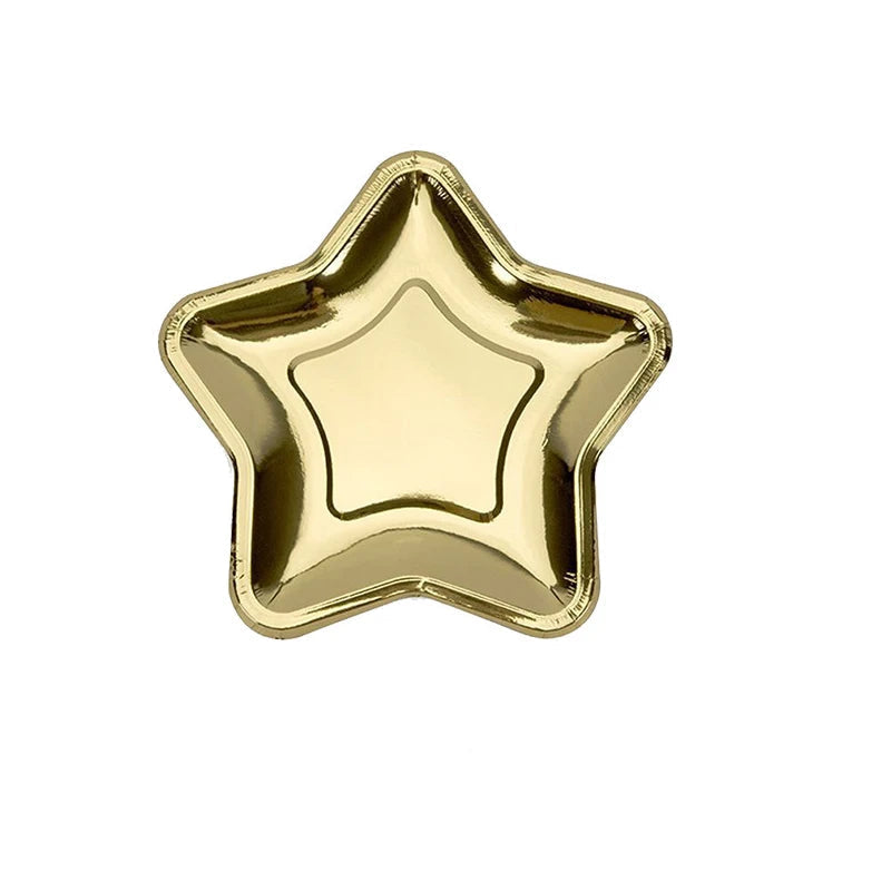 Conjunto de Pratos Estrela Luxo Dourado e Prateado - 10 pçs
