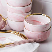Louças de Cerâmica Mármore Rosa Luxo - Individual