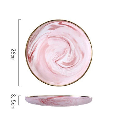 Louças de Cerâmica Mármore Rosa Luxo - Individual