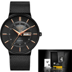 Relógio Casual Masculino em Aço Inox Ultrafino com Data Fine