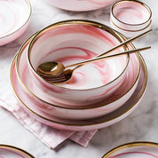 Louças de Cerâmica Mármore Rosa Luxo - Individual