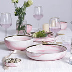 Louças de Cerâmica Mármore Rosa Luxo - Individual