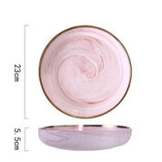 Louças de Cerâmica Mármore Rosa Luxo - Individual