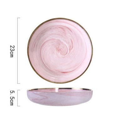 Louças de Cerâmica Mármore Rosa Luxo - Individual