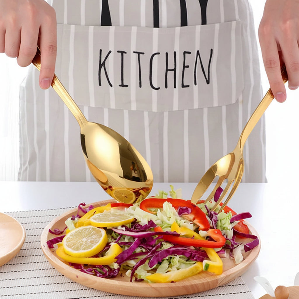 Conjunto de Servidores de Salada em Aço Inox com 2 Peças