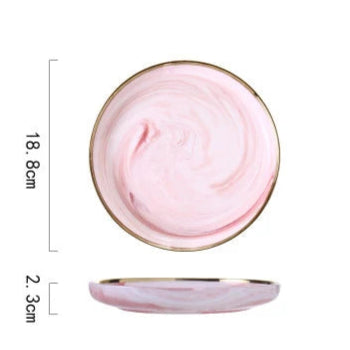 Louças de Cerâmica Mármore Rosa Luxo - Individual