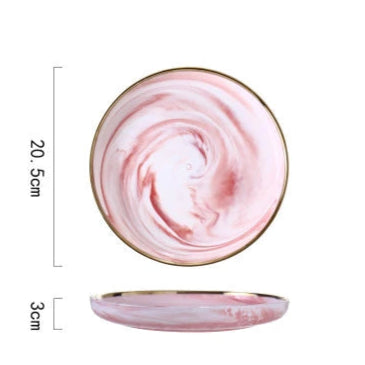 Louças de Cerâmica Mármore Rosa Luxo - Individual