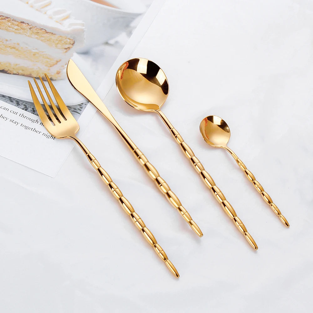 Conjunto Talheres Gold - 8 ou 12pcs