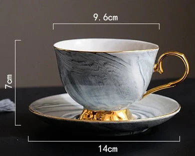 Xícara e Pires Mármore Luxo - 300ml
