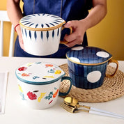Tigela de Porcelana com Alça e Tampa - 1100ml