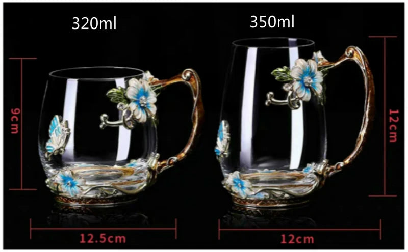 Caneca Flores Esmaltada de Vidro 5 Modelos