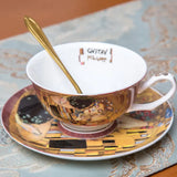 Caneca de Luxo "O Beijo" com Bandeja e Colher para Chá Aromático
