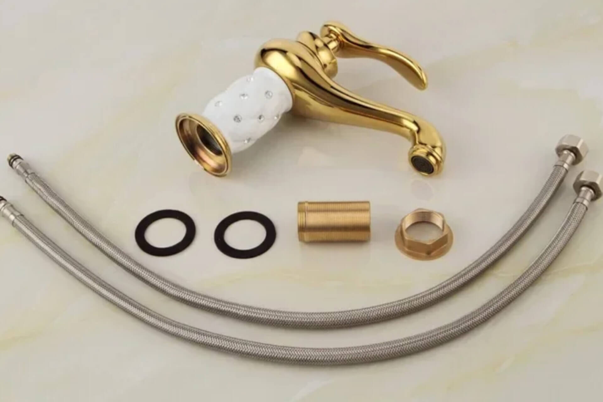 Torneira Vintage em Cerâmica para Banheiro Quente e Frio