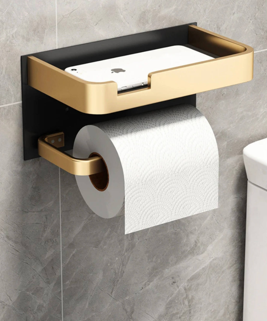 Suporte Compacto para Banheiro Dourado e Preto