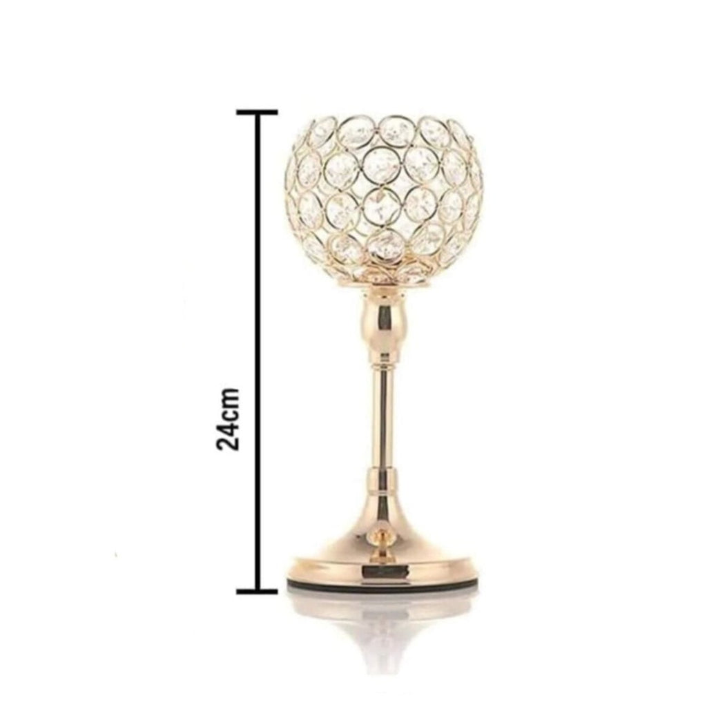 Castiçal Gold em Cristal