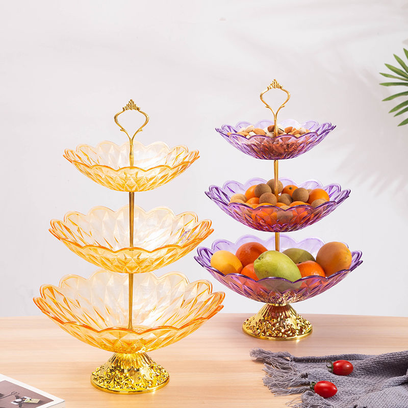 Fruteira Decorativa Dourada com 3 Cestas