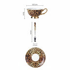 Conjunto Xícara Leopardo Vintage em Porcelana 200ml